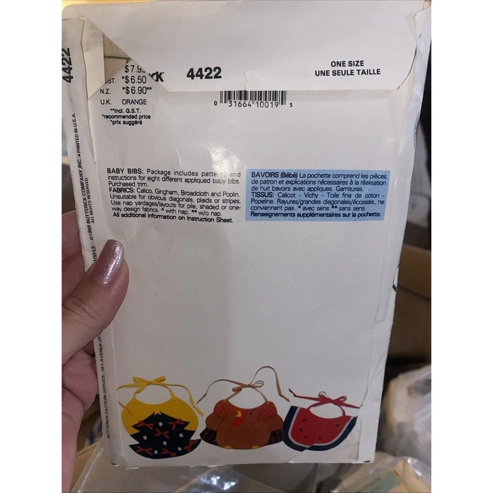 Butterick 4422 Sewing Pattern Happy Holiday Bibs Cut Complete Wendy Everett 1989